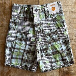 NWT Gymboree Boys Plaid Turtle Shorts 2t